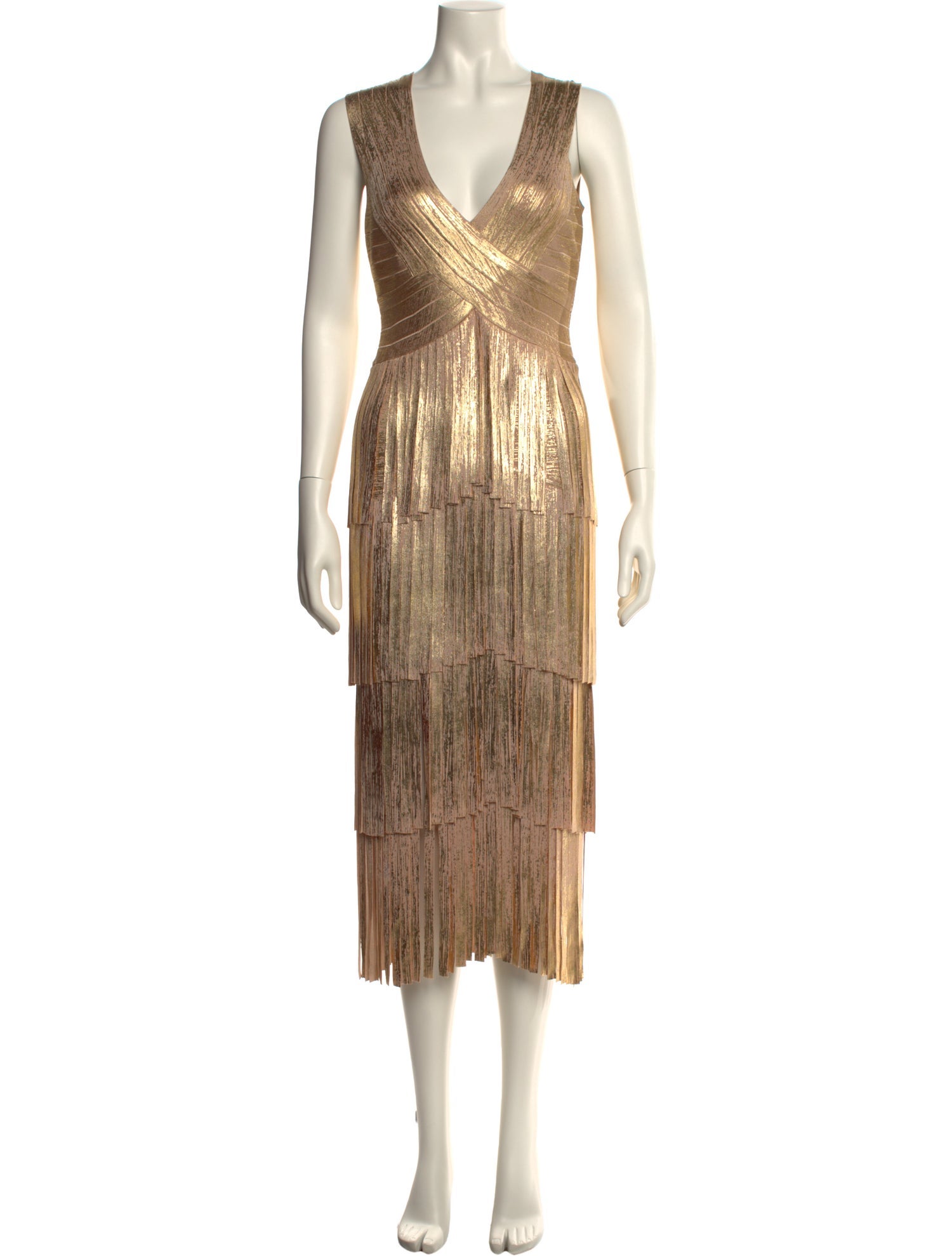 Herve Leger V-Neck Long Dress