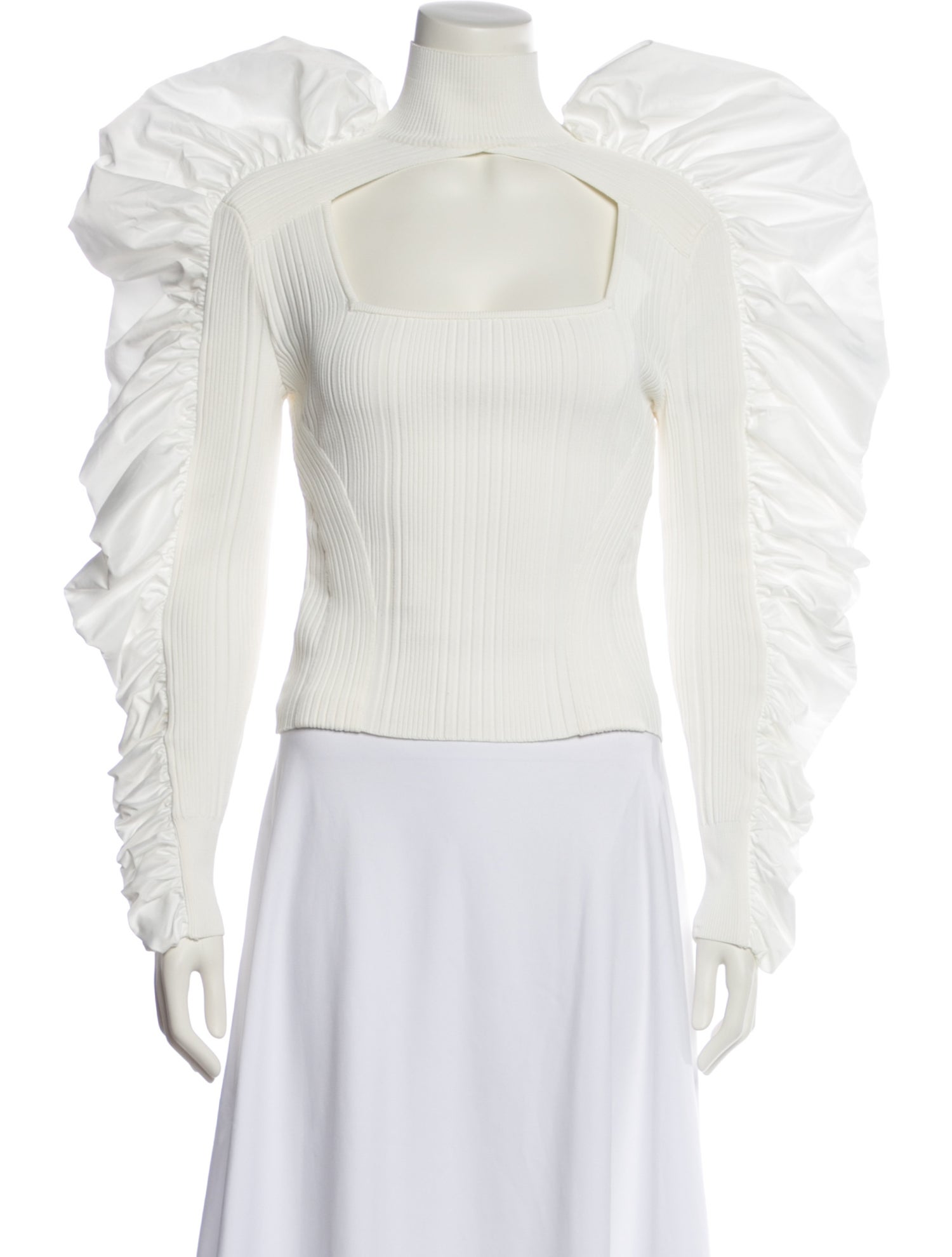 Herve Leger Square Neckline Long Sleeve Crop Top