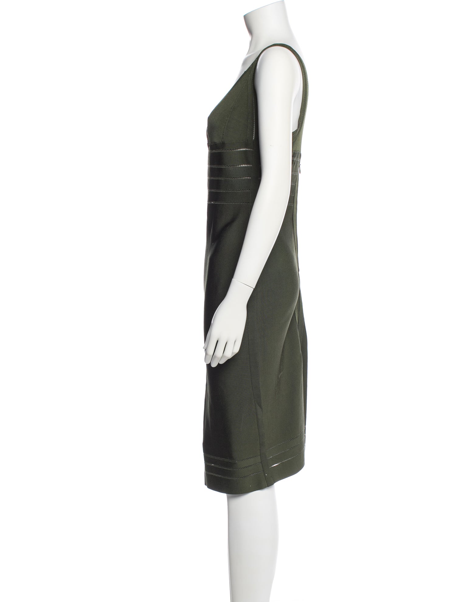 Herve Leger V-Neck Knee-Length Dress