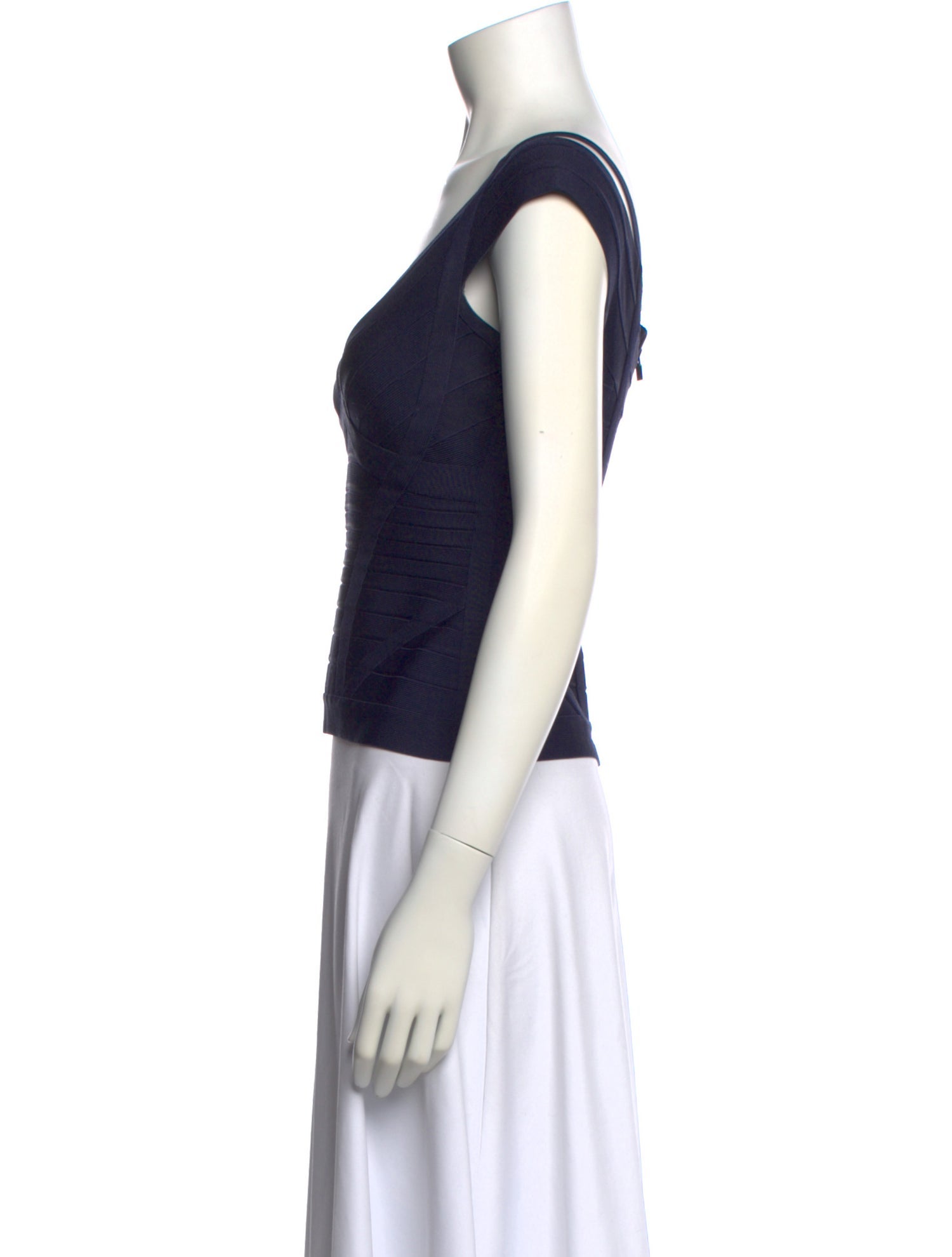 Herve Leger V-Neck Sleeveless Crop Top