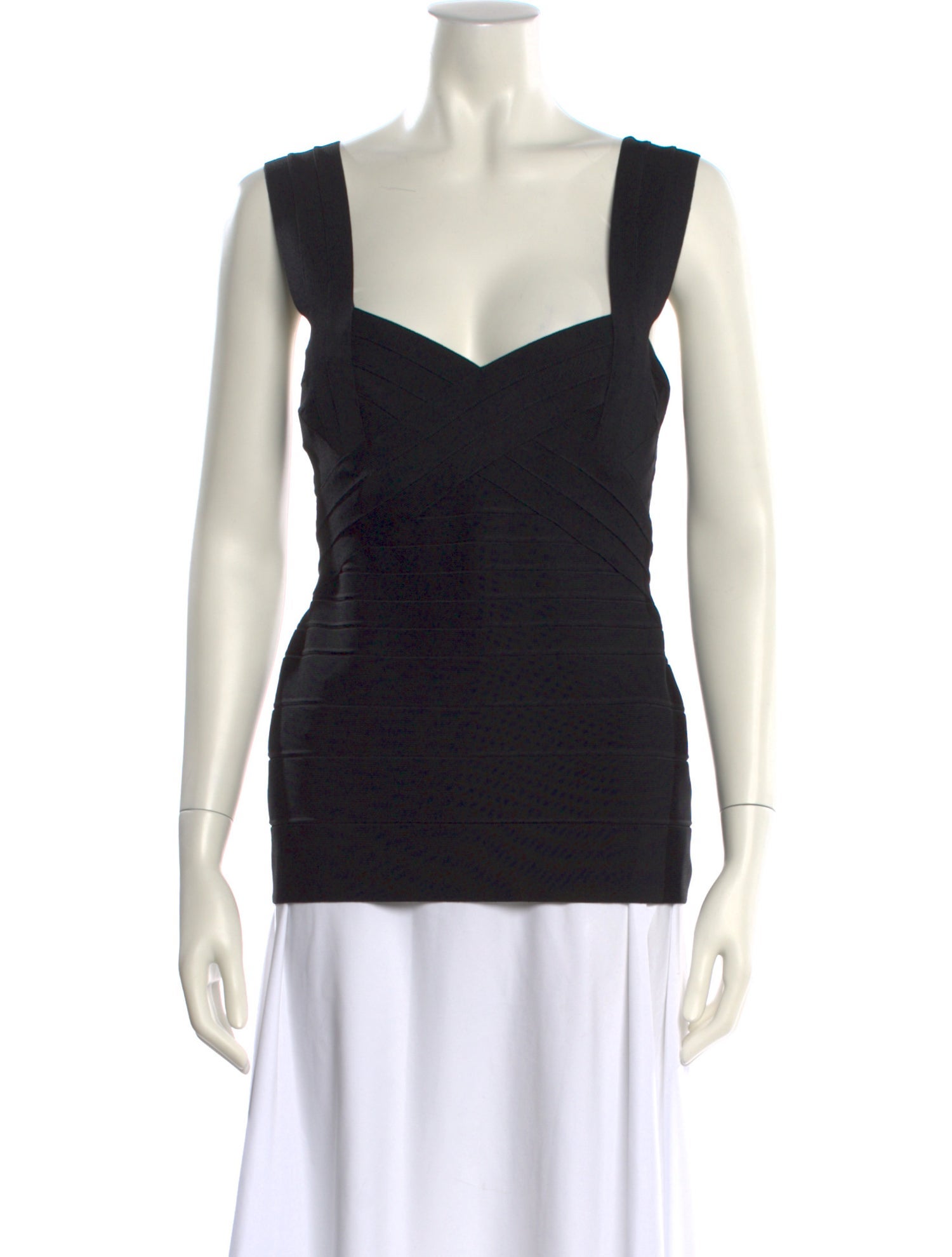 Herve Leger Square Neckline Sleeveless Top