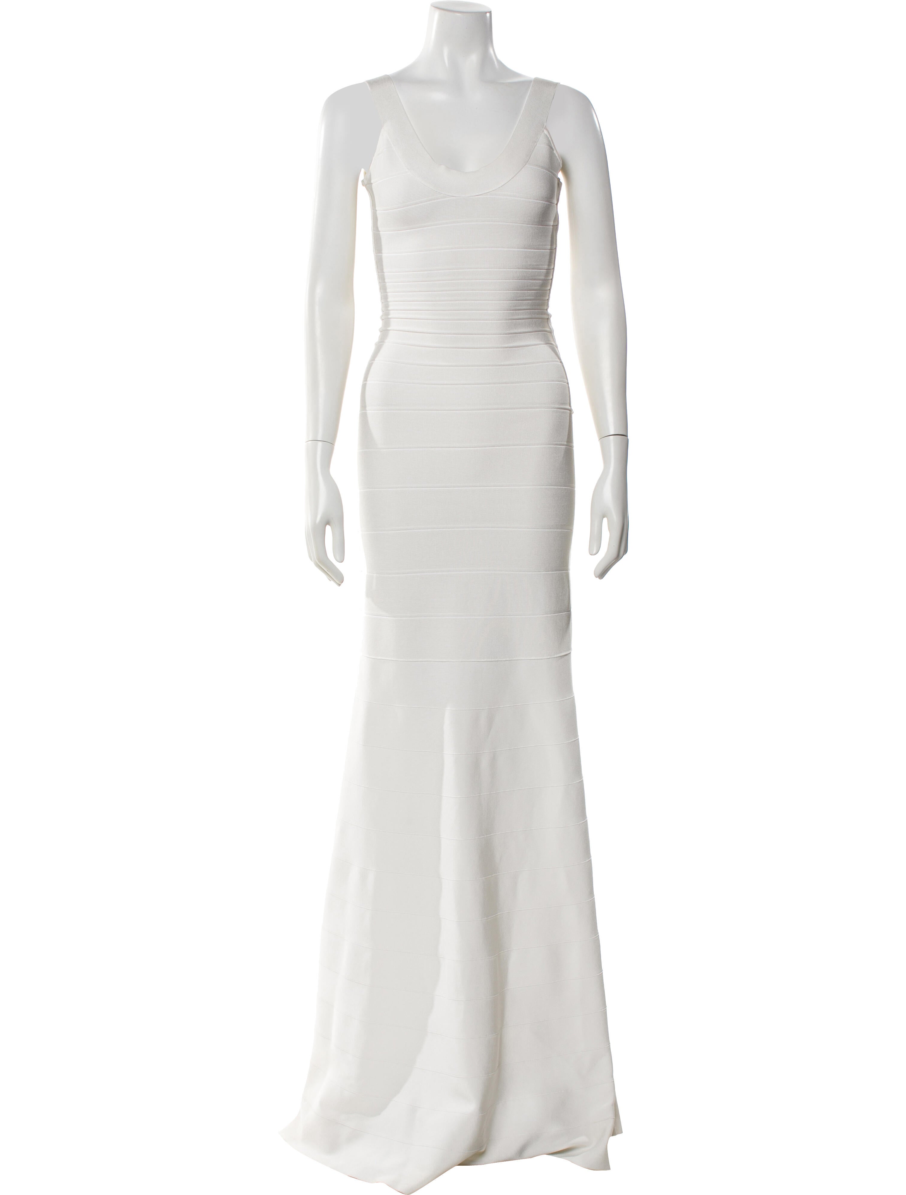 Herve Leger V-Neck Long Dress