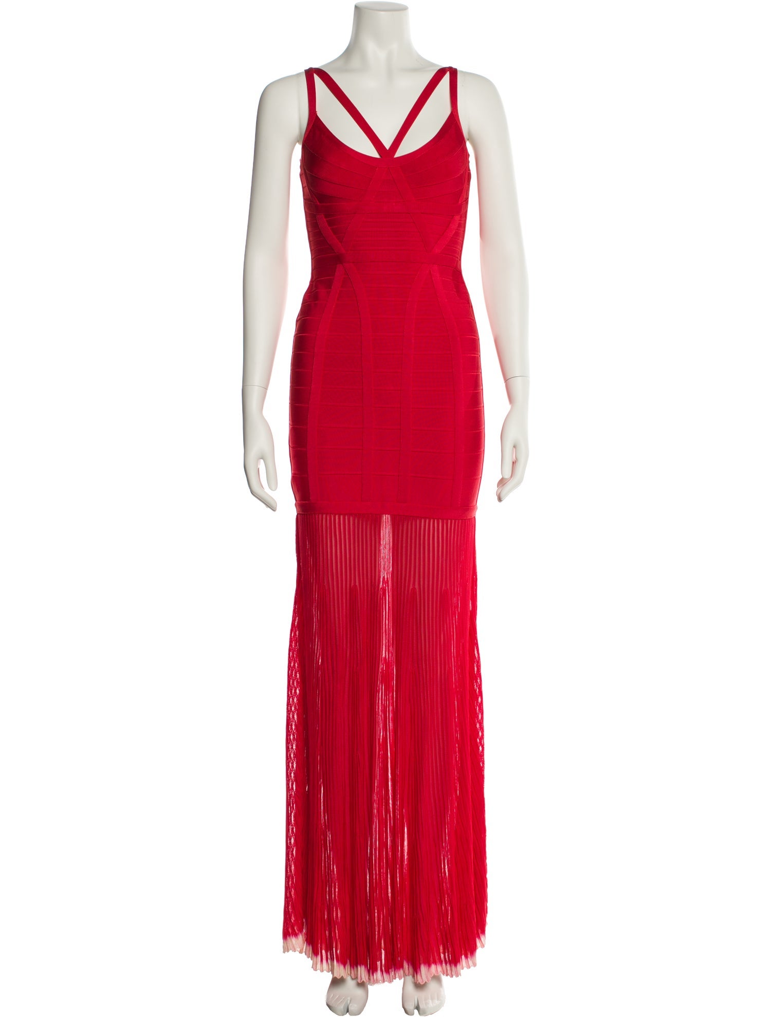 Herve Leger V-Neck Long Dress