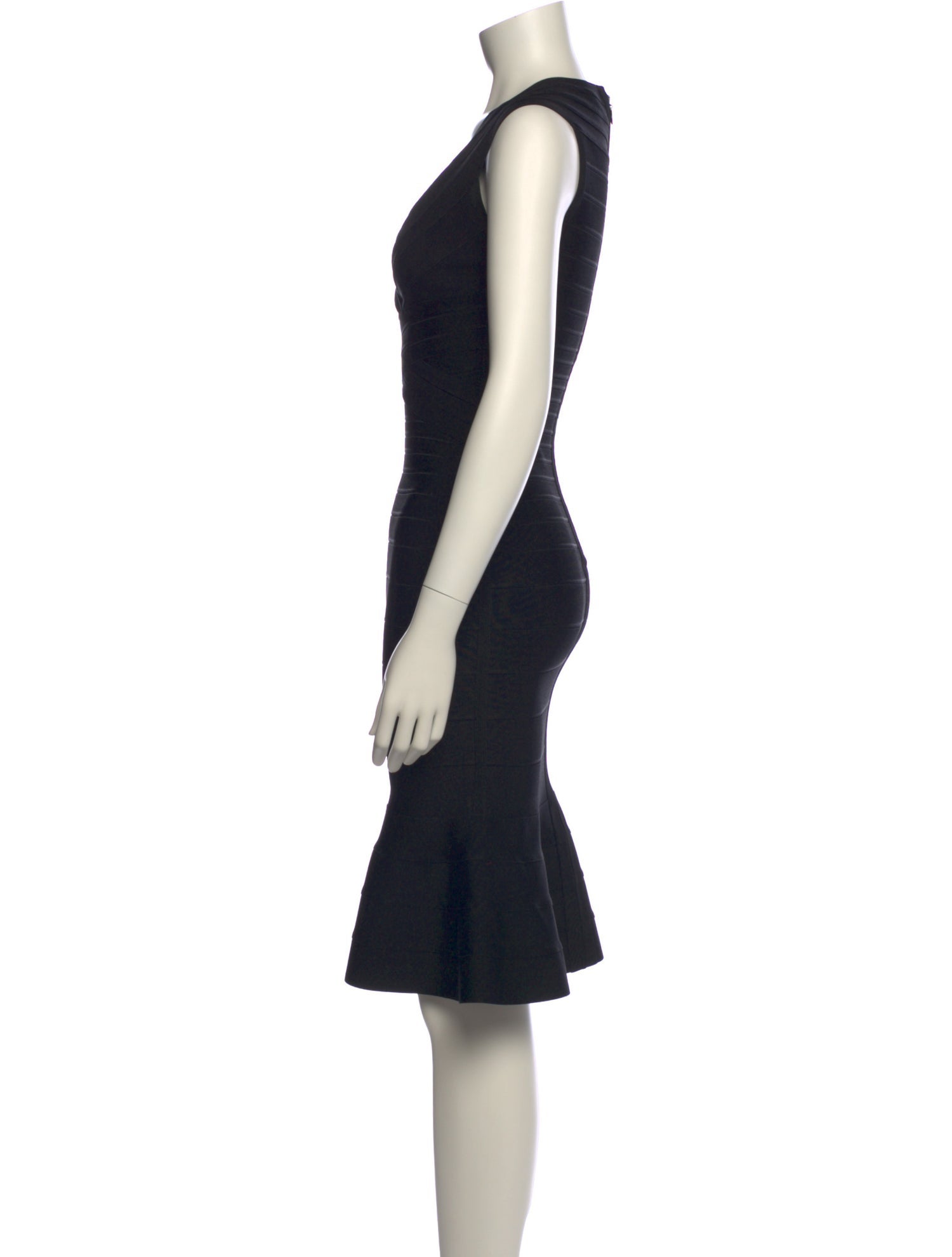 Herve Leger V-Neck Knee-Length Dress