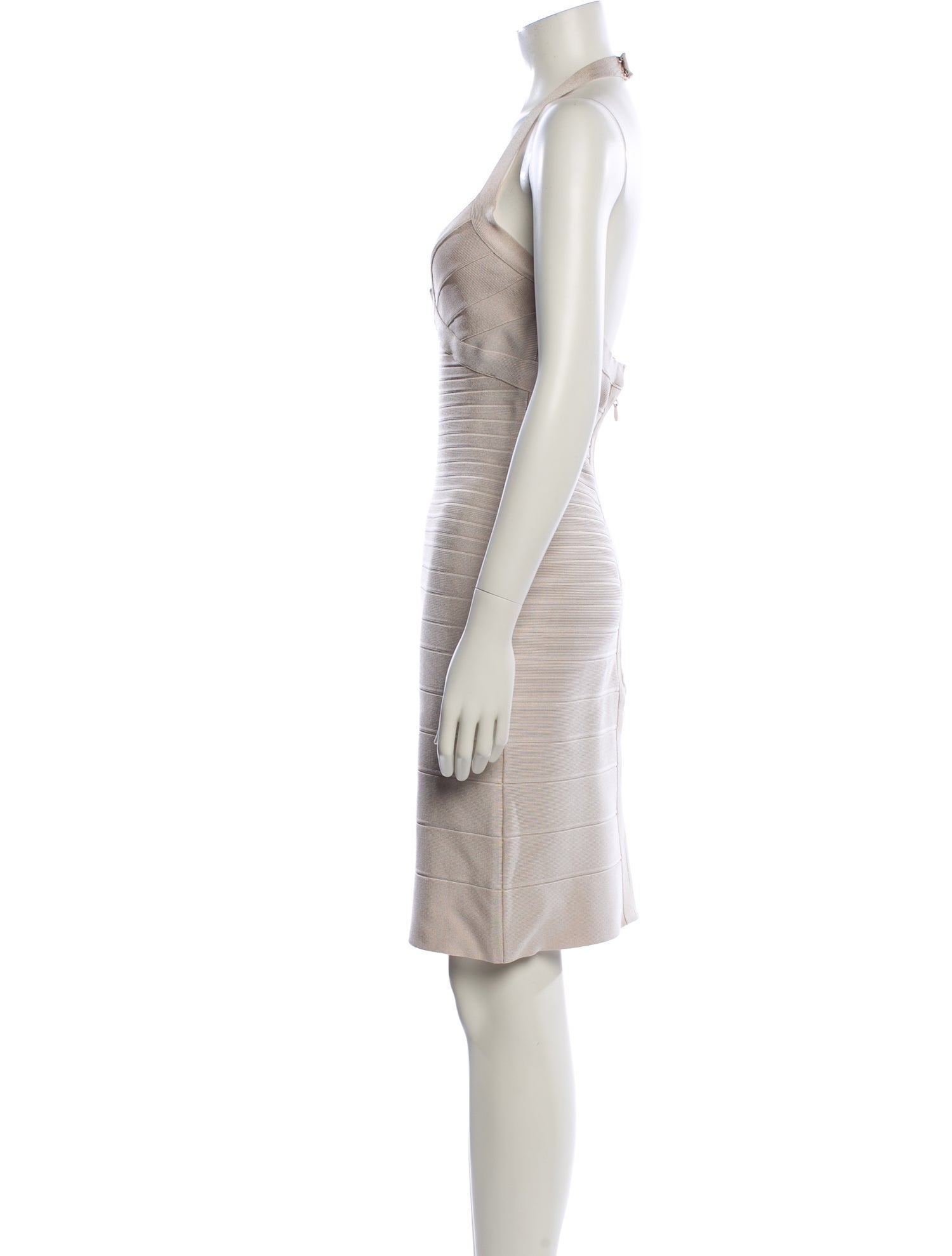 Herve Leger V-Neck Knee-Length Dress