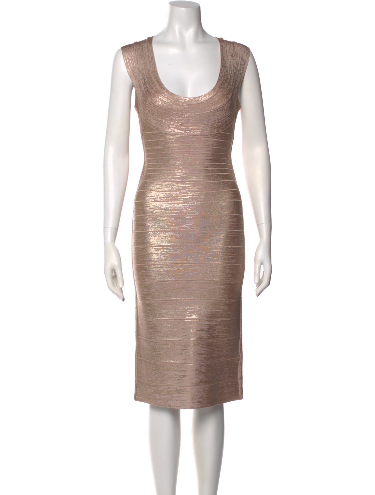Herve Leger Scoop Neck Knee-Length Dress