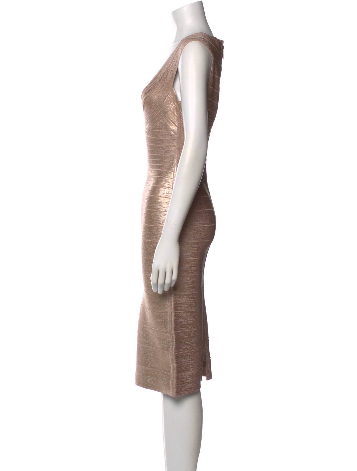 Herve Leger Scoop Neck Knee-Length Dress