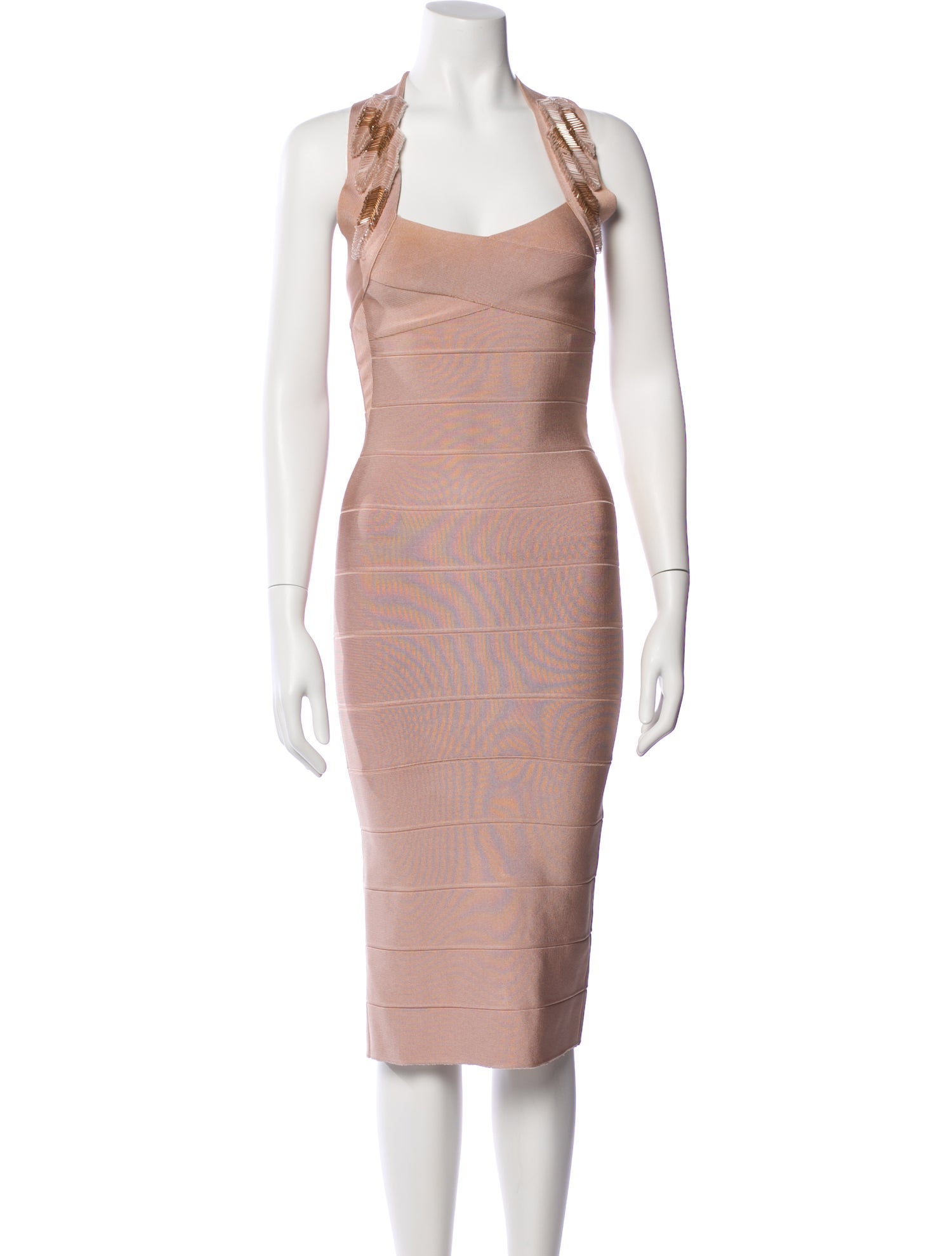 Herve Leger Square Neckline Midi Length Dress