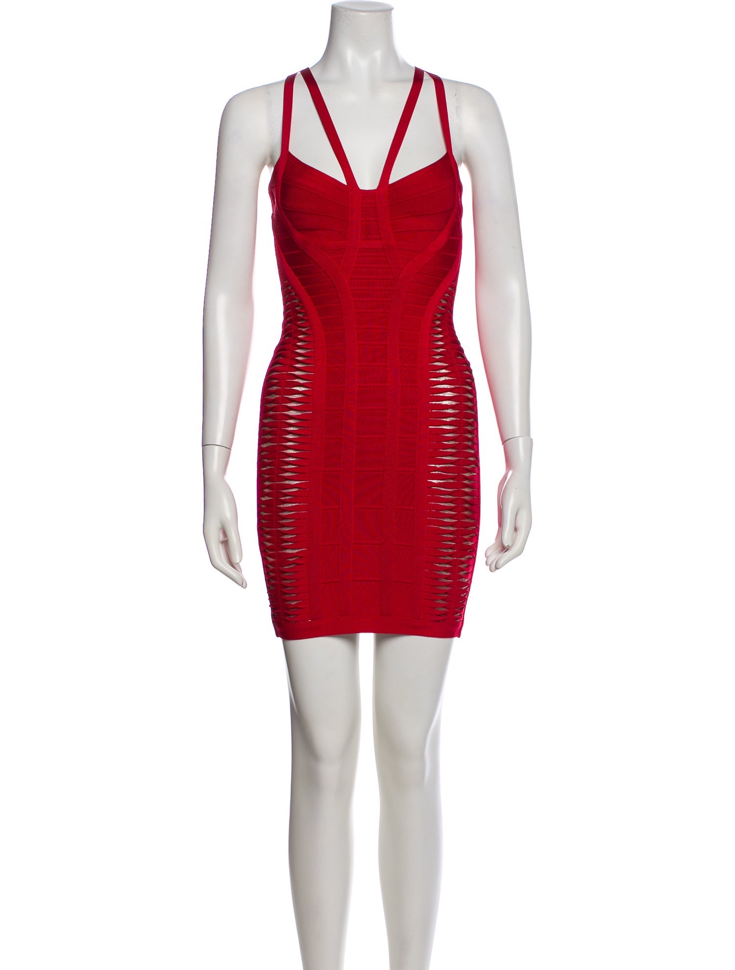 Herve Leger V-Neck Mini Dress