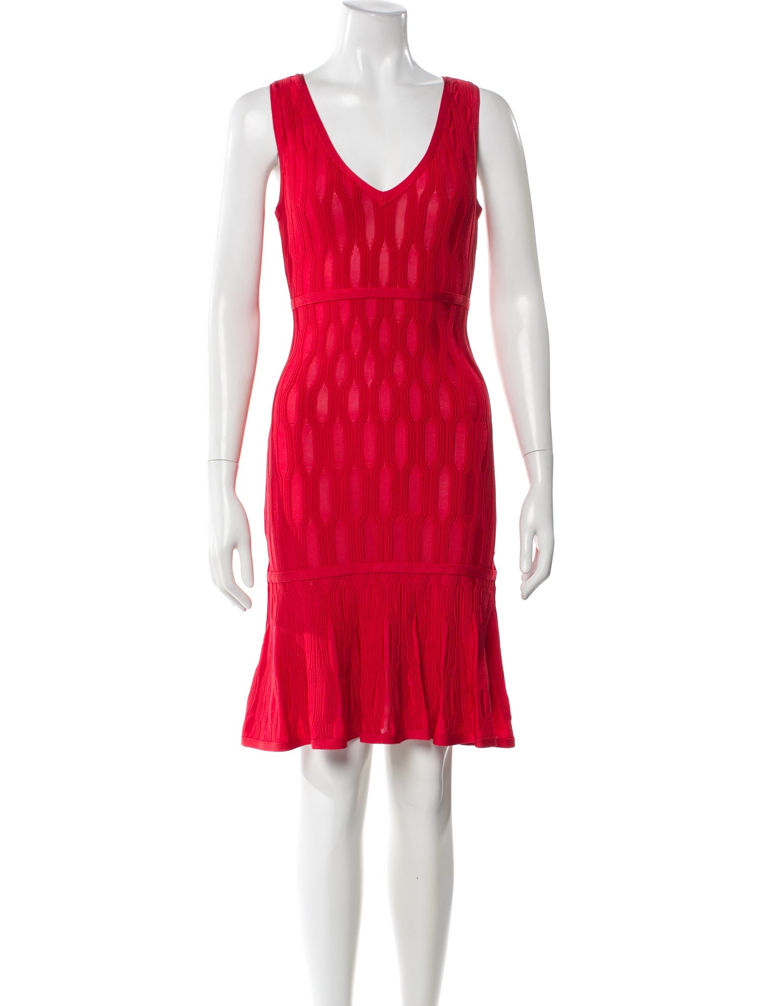 Herve Leger V-Neck Knee-Length Dress