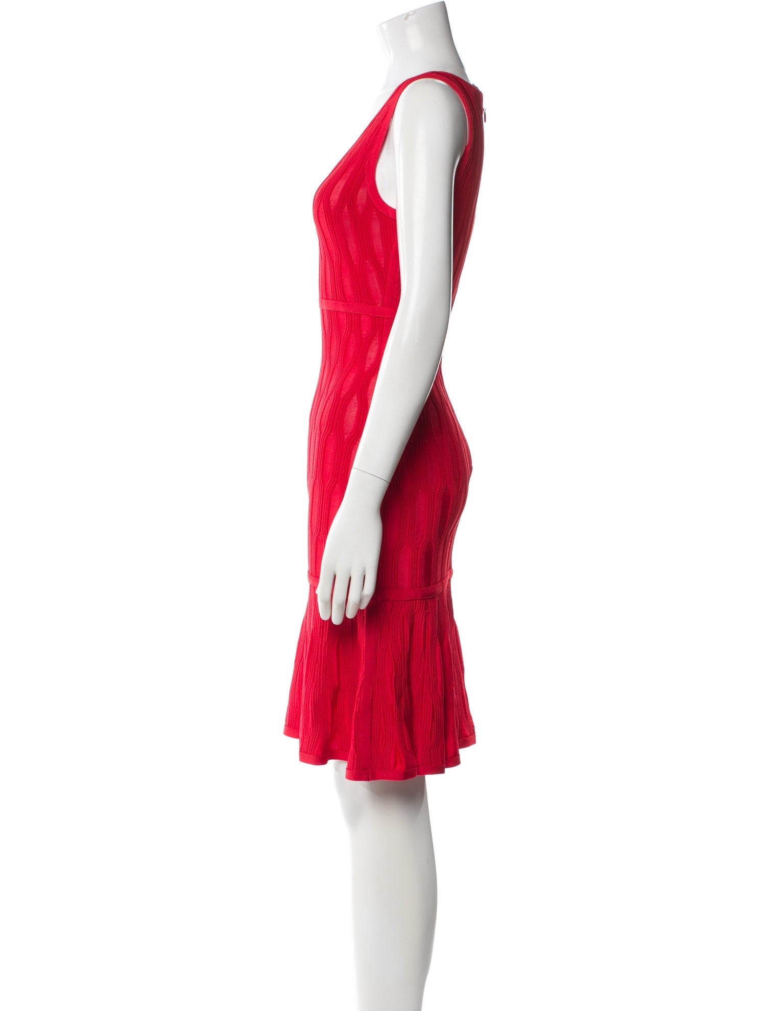 Herve Leger V-Neck Knee-Length Dress