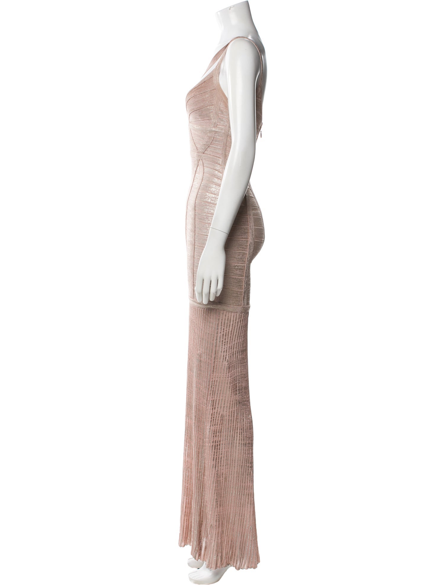 Herve Leger V-Neck Long Dress