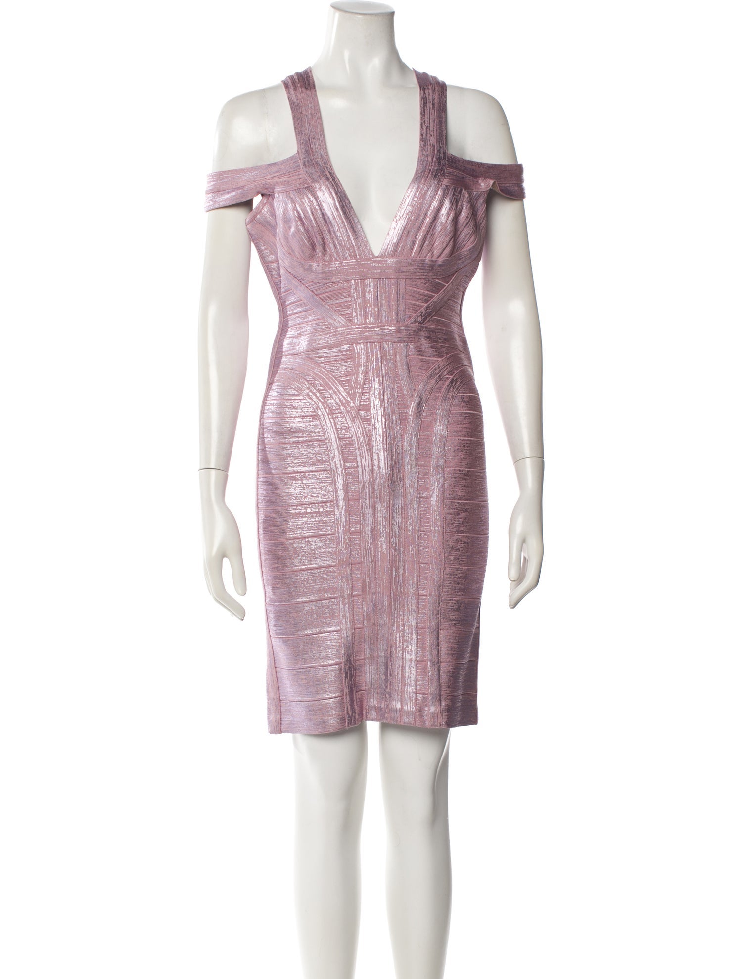Herve Leger V-Neck Mini Dress