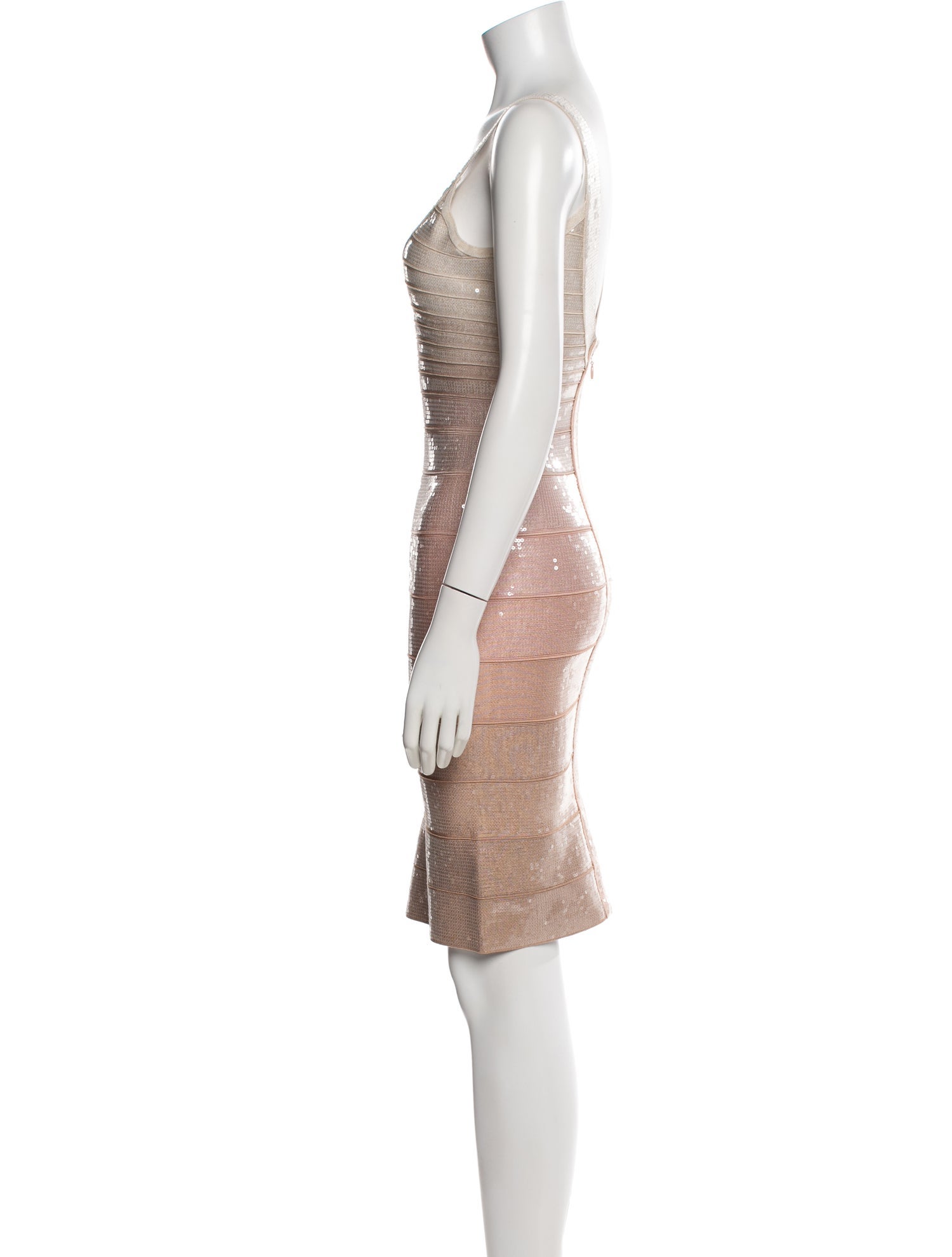 slim fit dress slacks Pre-owned Herve Leger Metallic Bandage Dress – Sabrina's Closet main image 0