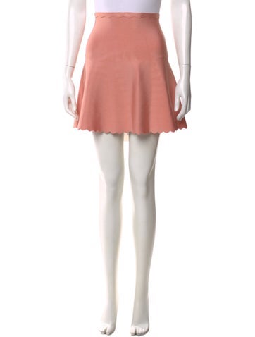 Pre-owned Herve Leger Scalloped Accent Mini Skirt In Orange