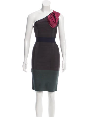 Herve Leger One-Shoulder Bandage Dress