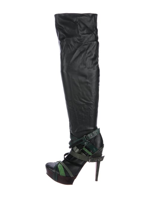 Herve Leger Leather Over-The-Knee Boots Black