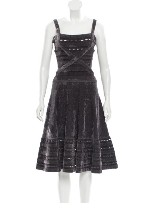 Herve Leger Velvet Evening Dress Purple