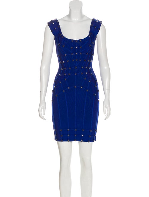 Herve Leger Mara Studded Dress Blue