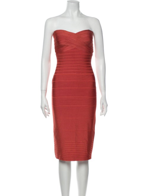 Herve Leger Strapless Mini Dress Orange