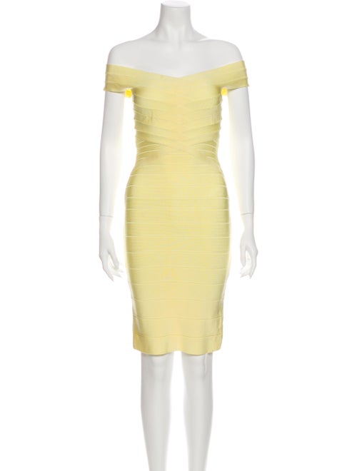 Herve Leger Off-The-Shoulder Mini Dress Yellow