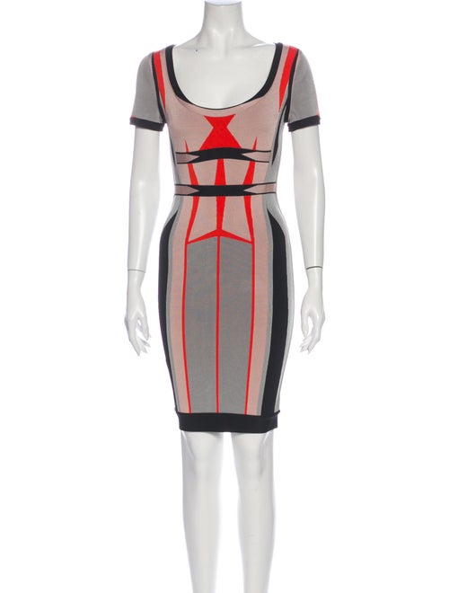 Herve Leger Colorblock Pattern Mini Dress Grey