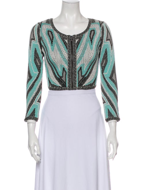 Herve Leger Nichola Printed Crop Top Blue