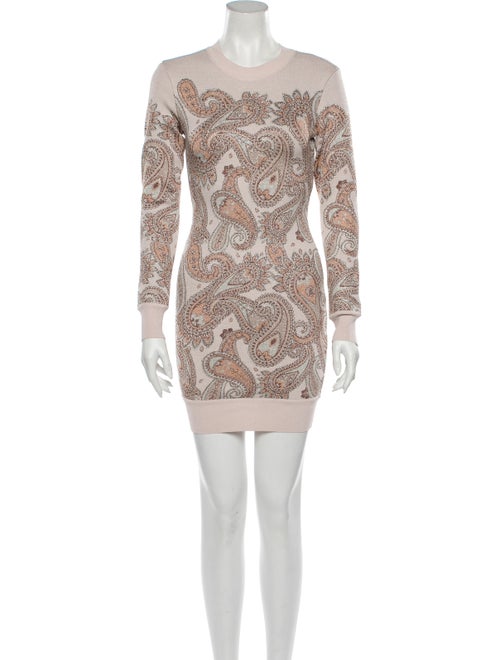 Herve Leger Paisley Print Mini Dress Metallic