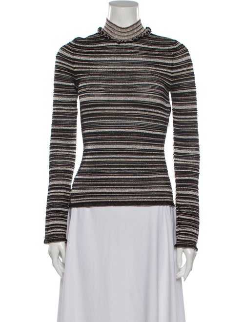 Herve Leger Striped Turtleneck Sweatshirt Black