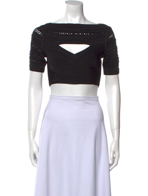 Herve Leger Lorie Bateau Neckline Crop Top