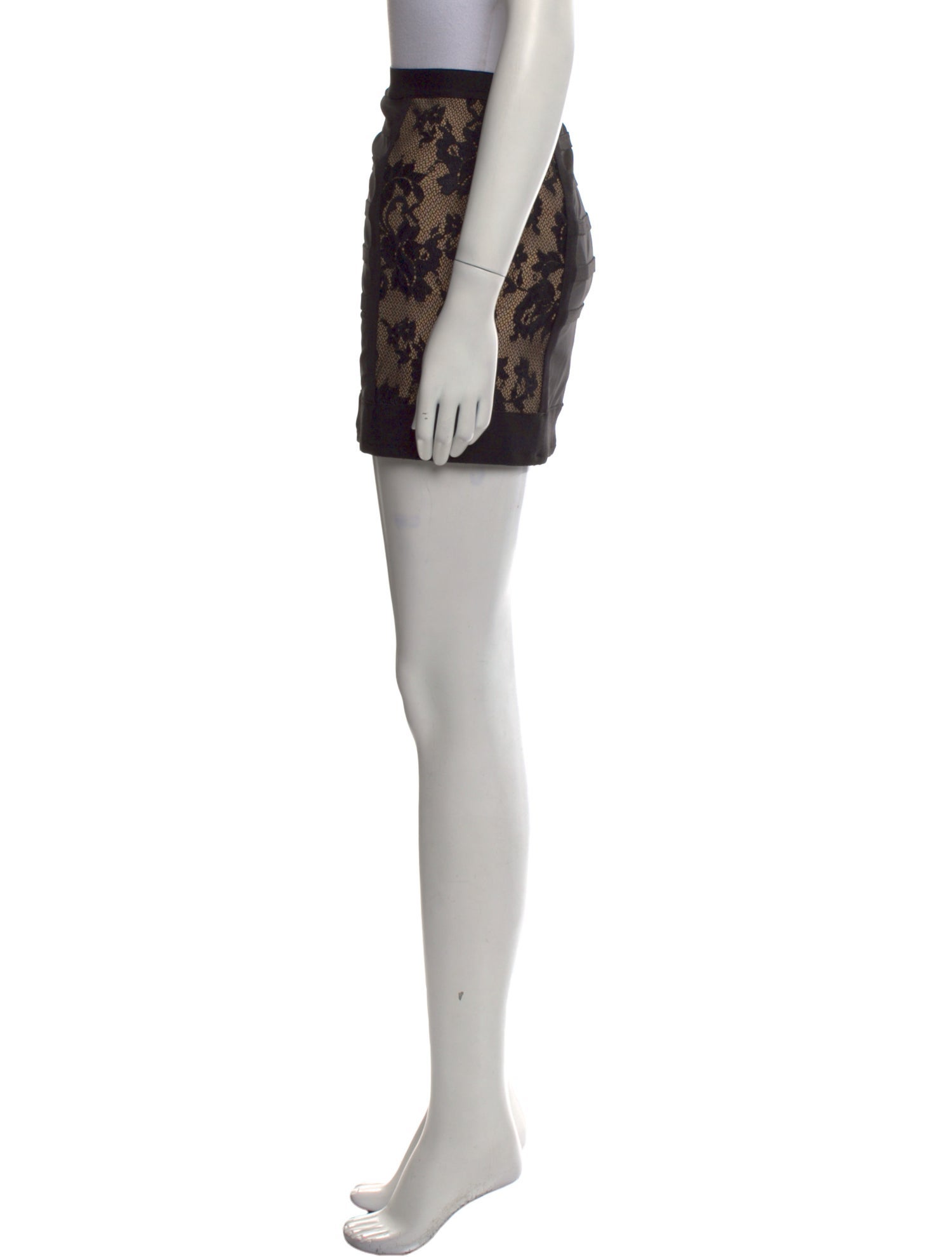 Herve Leger Lace Trimmed Mini Skirt