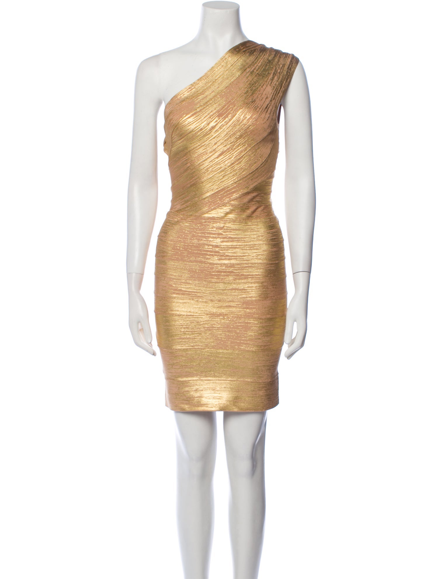 slim fit dress slacks Pre-owned Herve Leger Beaded One-Shoulder Bandage Dress – Sabrina's Closet main image 1