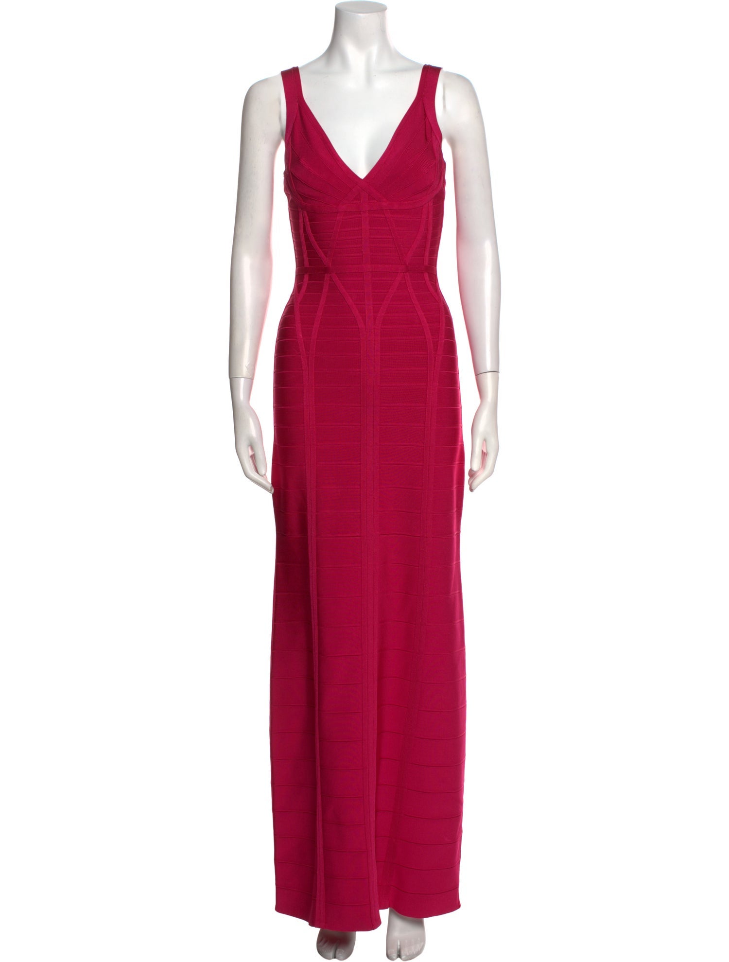 Herve Leger V-Neck Long Dress