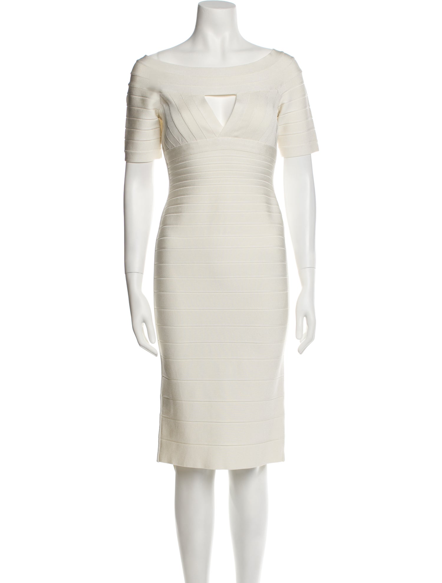 Herve Leger Bateau Neckline Knee-Length Dress