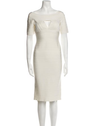 Herve Leger Bateau Neckline Knee-Length Dress