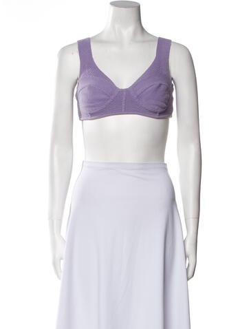 Herve Leger Tops V-Neck Sleeveless Crop Top M