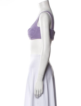 Herve Leger V-Neck Sleeveless Crop Top