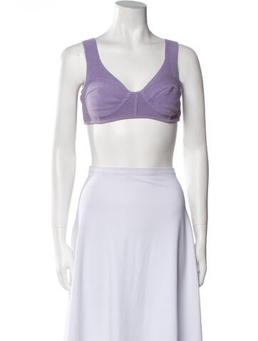 Herve Leger Tops V-Neck Sleeveless Crop Top L