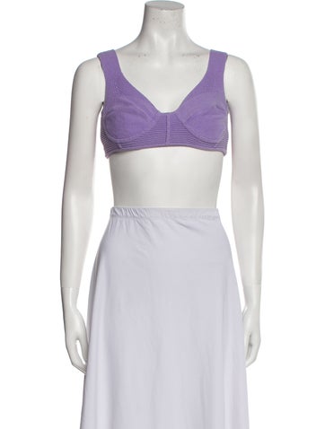 Herve Leger Tops V-Neck Sleeveless Crop Top M