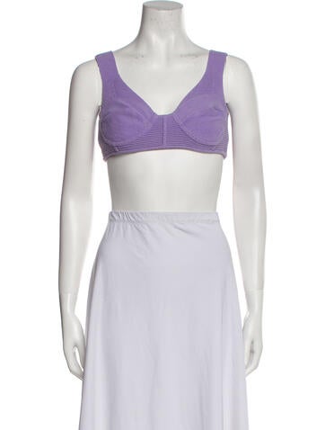 Herve Leger Tops V-Neck Sleeveless Crop Top L