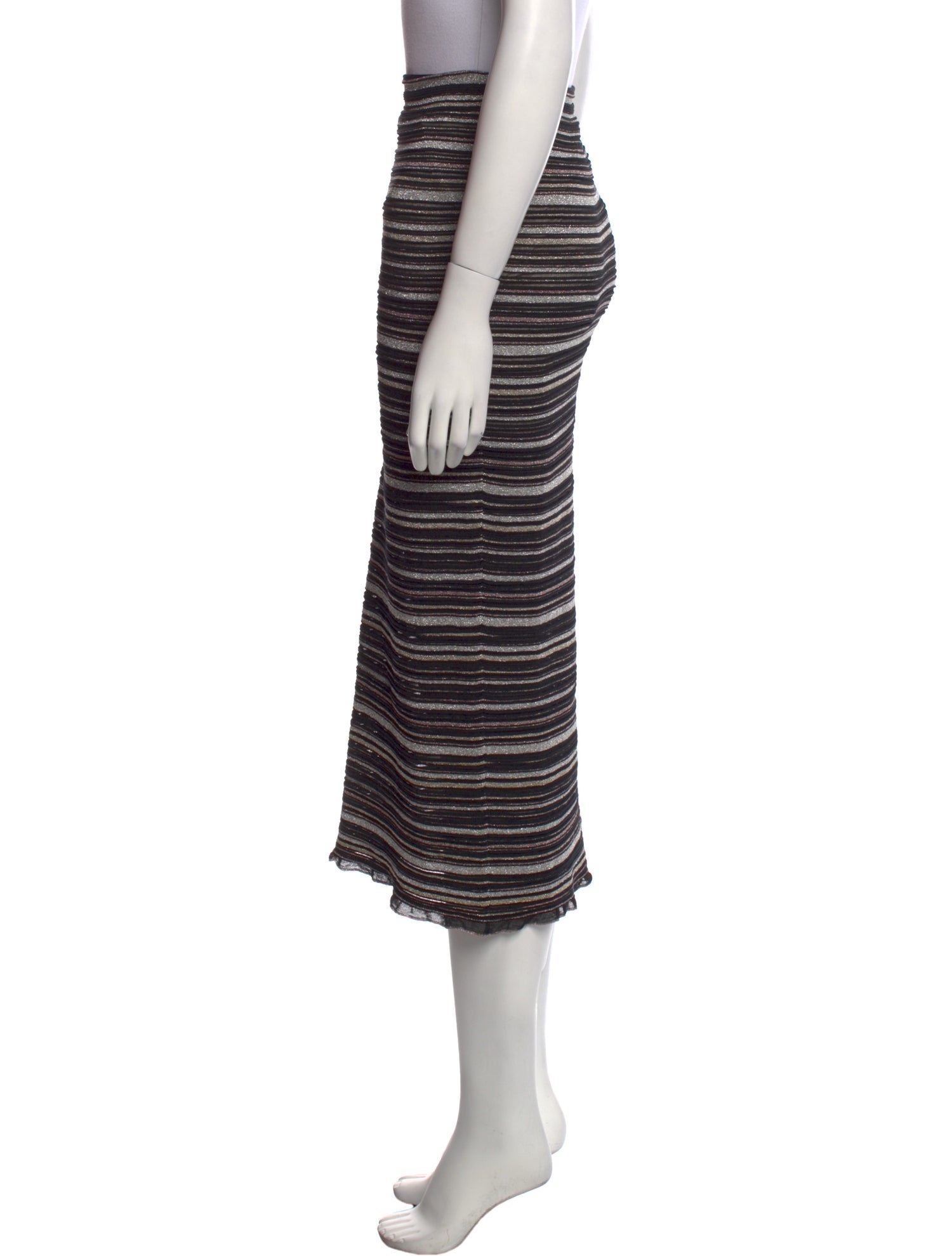 Herve Leger Striped Midi Length Skirt