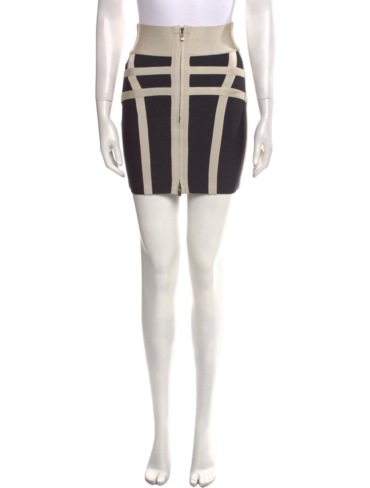 Herve Leger Striped Midi Length Skirt