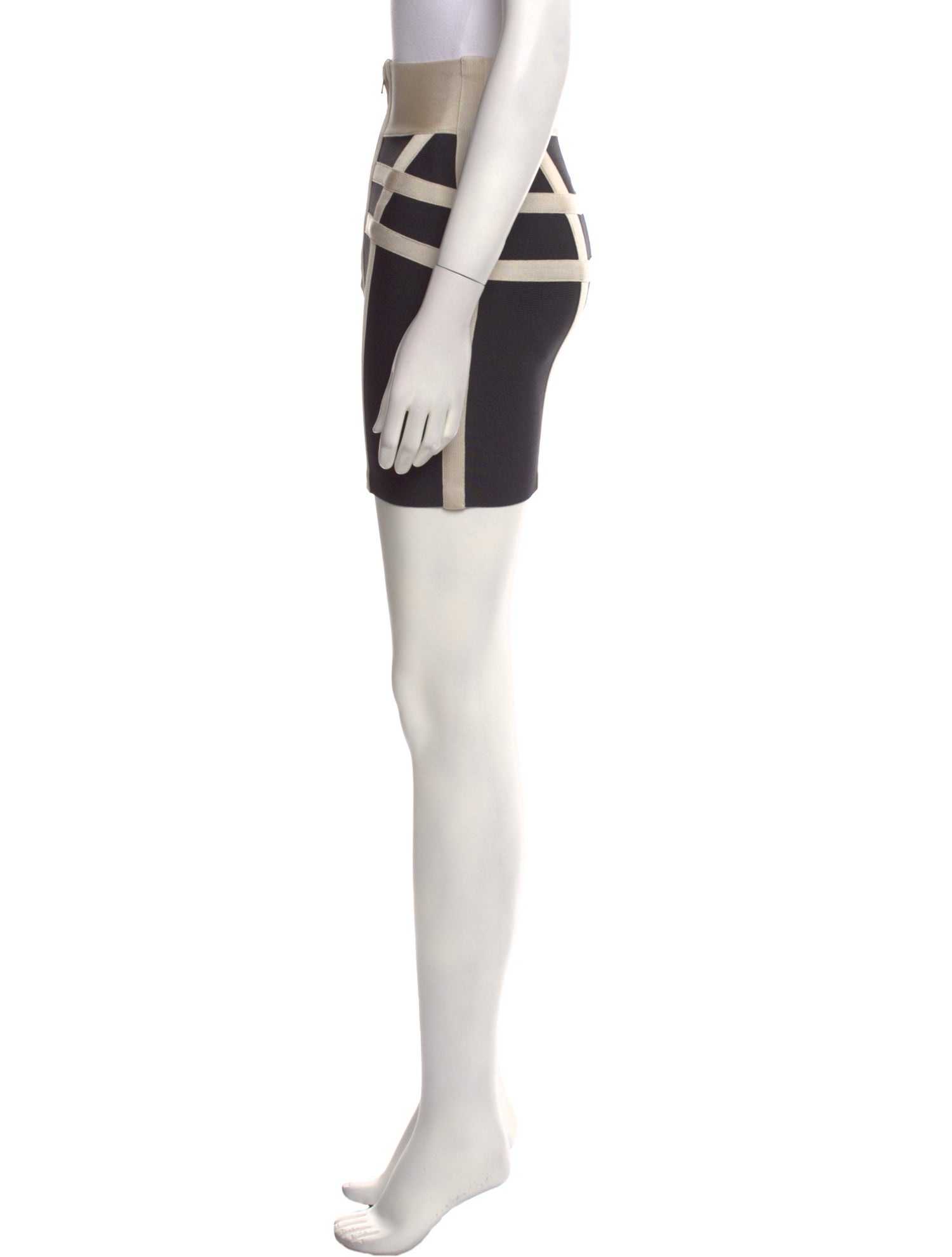 Herve Leger Striped Midi Length Skirt