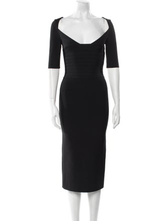 Herve Leger Square Neckline Midi Length Dress