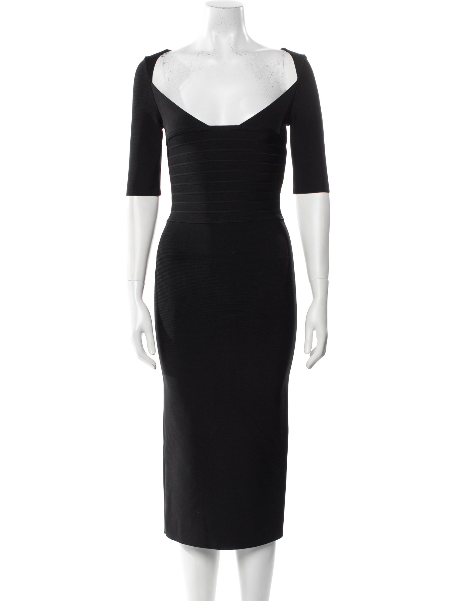 Herve Leger Square Neckline Midi Length Dress