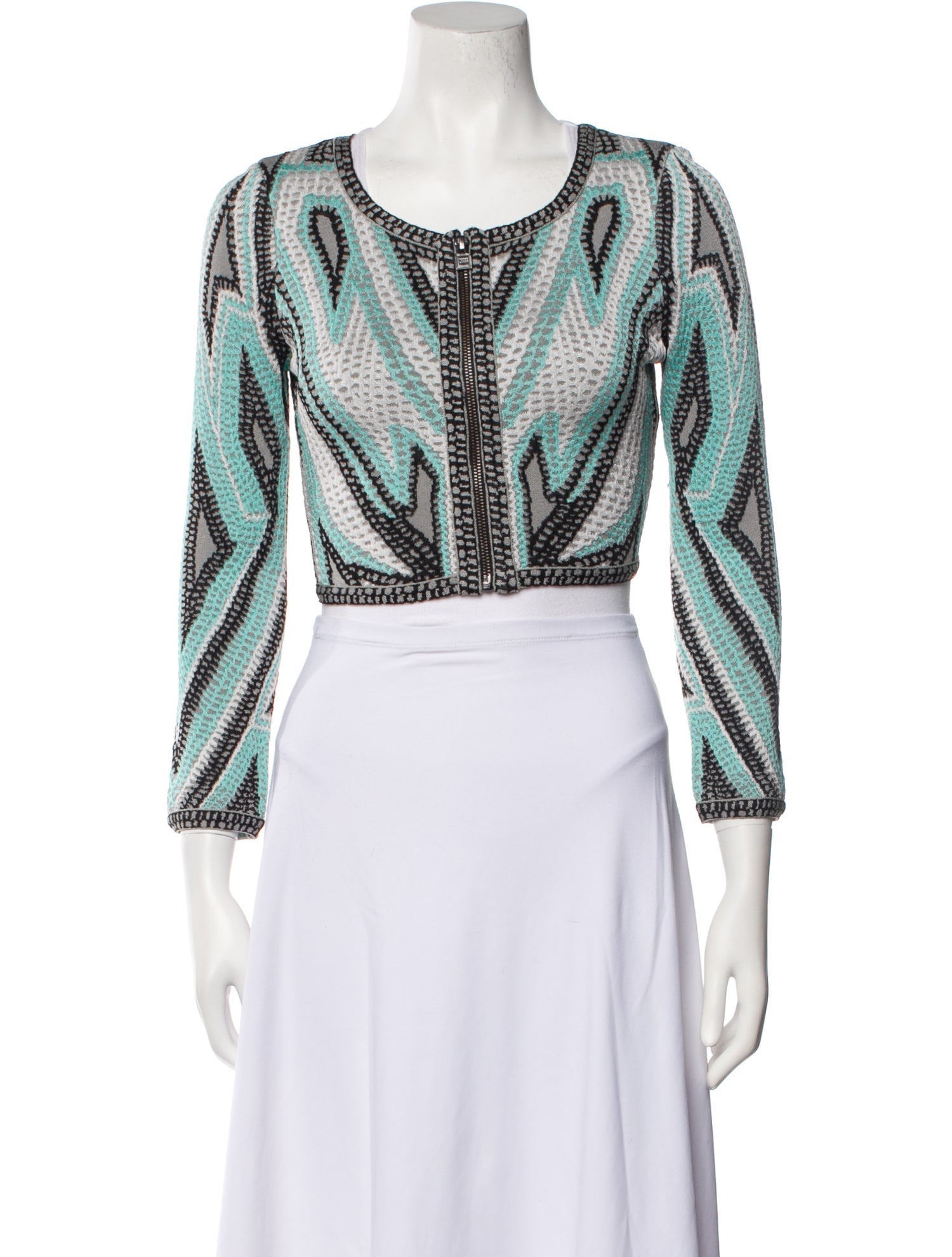 Herve Leger Patterned Scoop Neck Crop Top