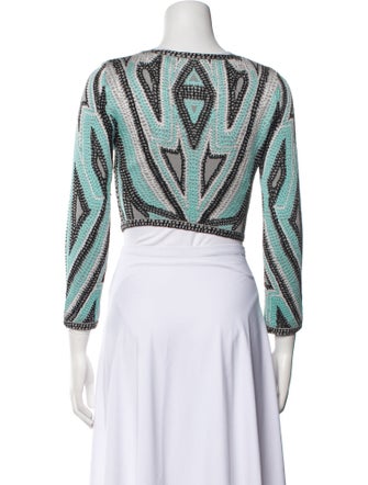 Herve Leger Patterned Scoop Neck Crop Top