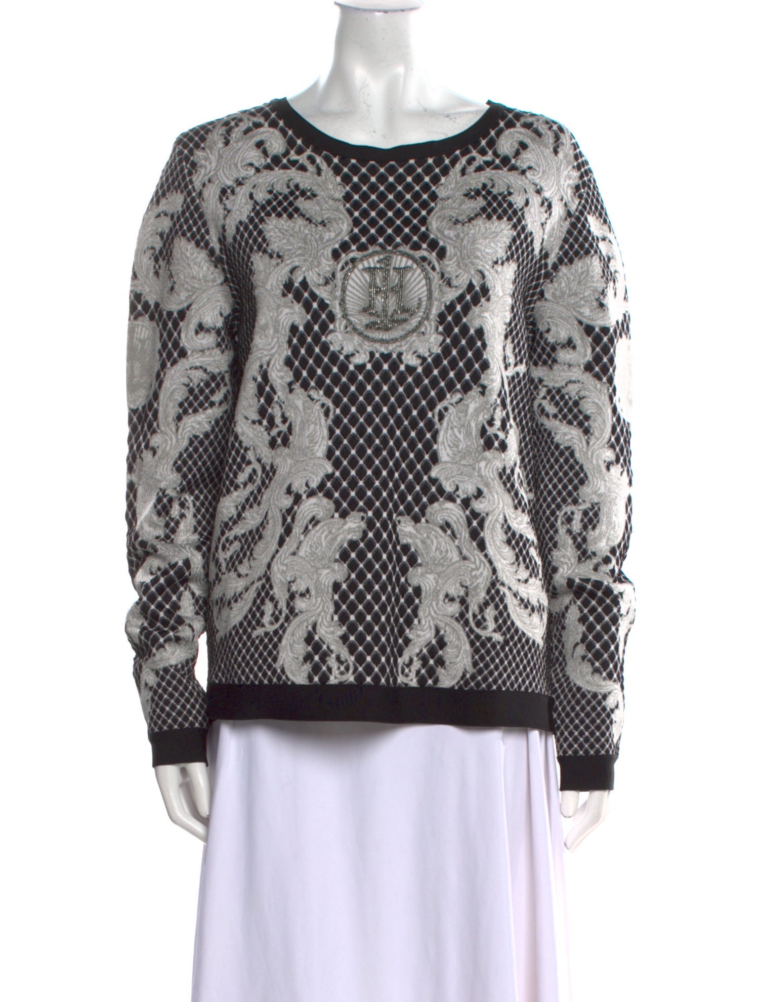 Herve Leger Printed Bateau Neckline Sweatshirt