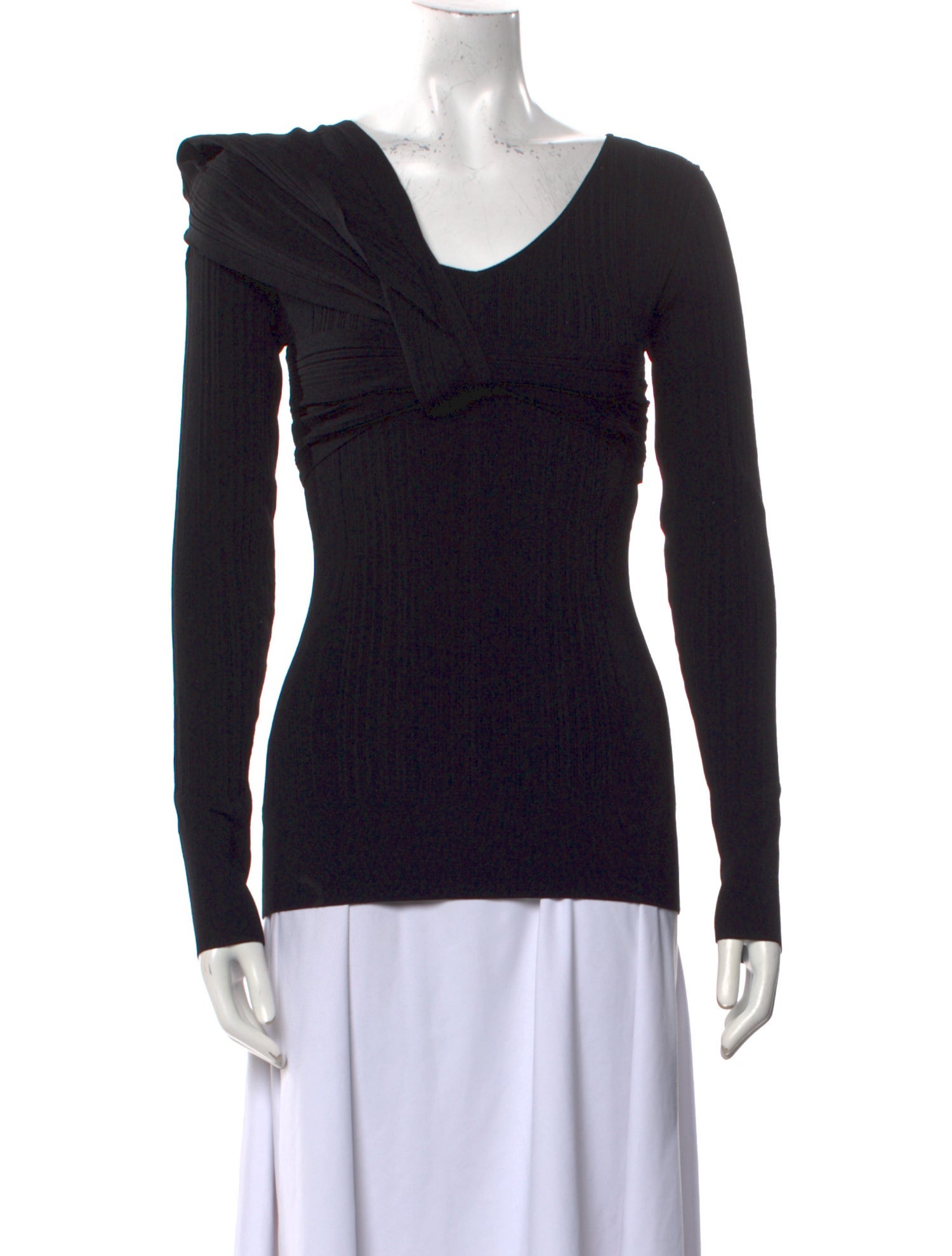 Herve Leger Cowl Neck Long Sleeve Top