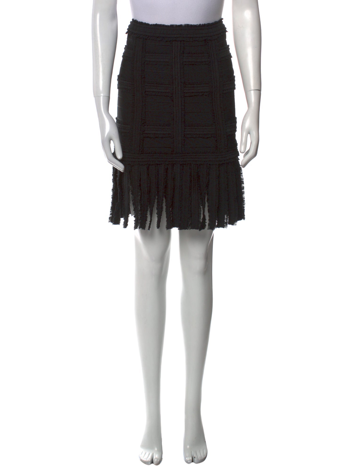 Herve Leger Fringe Trim Accent Knee-Length Skirt w/ Tags